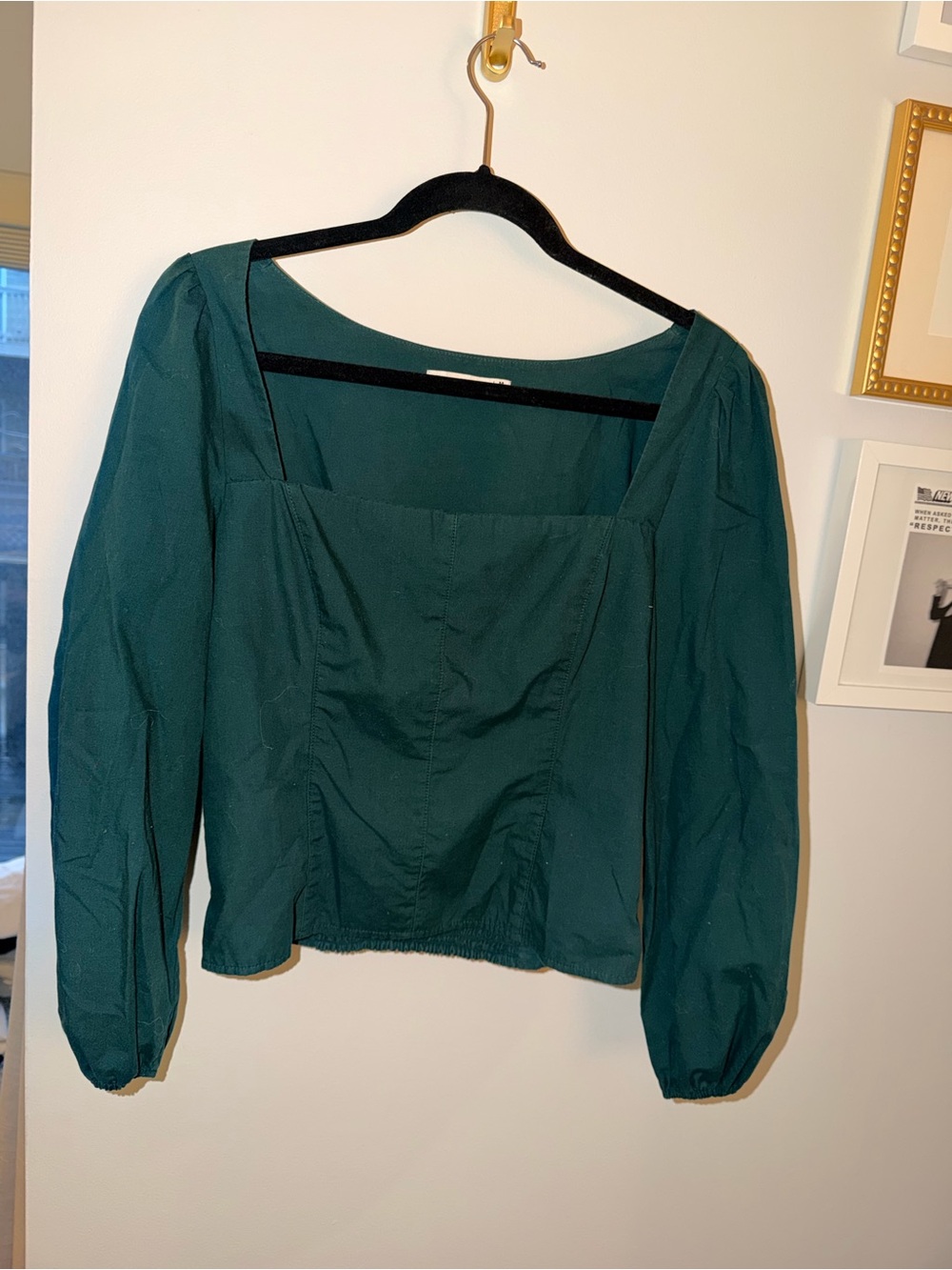 Abercrombie & Fitch Teal Square Neck Long Sleeve Top